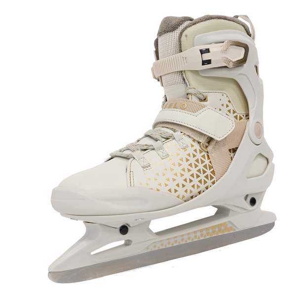 Коньки ледовые для взрослых женские бежевые FIT520 WARM Oxelo