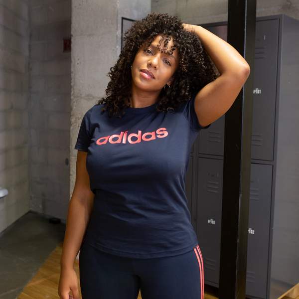 Футболка зауженная женская темно-синяя Adidas