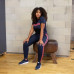 Футболка зауженная женская темно-синяя Adidas