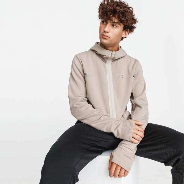 КУРТКА ДЛЯ БЕГА RUN WARM+ МУЖСКАЯ БЕЖЕВАЯ